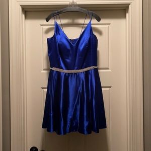 Sherri Hill size 14/16 blue satin dress
